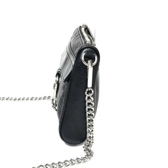 Rebecca Minkoff Mini Mac Perforated Leather Crossbody Bag in Black / Silver - Picture 5 of 13